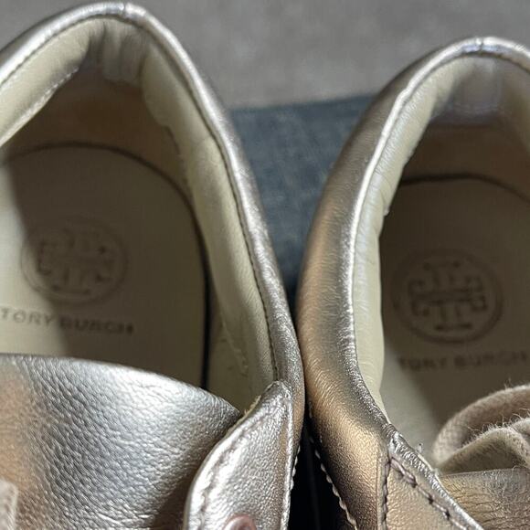 TORY BURCH AMALIA  SNEAKERS METALLIC NAPPA LEATHER ROSE GOLD SIZE 7.5M‎ - Picture 6 of 7